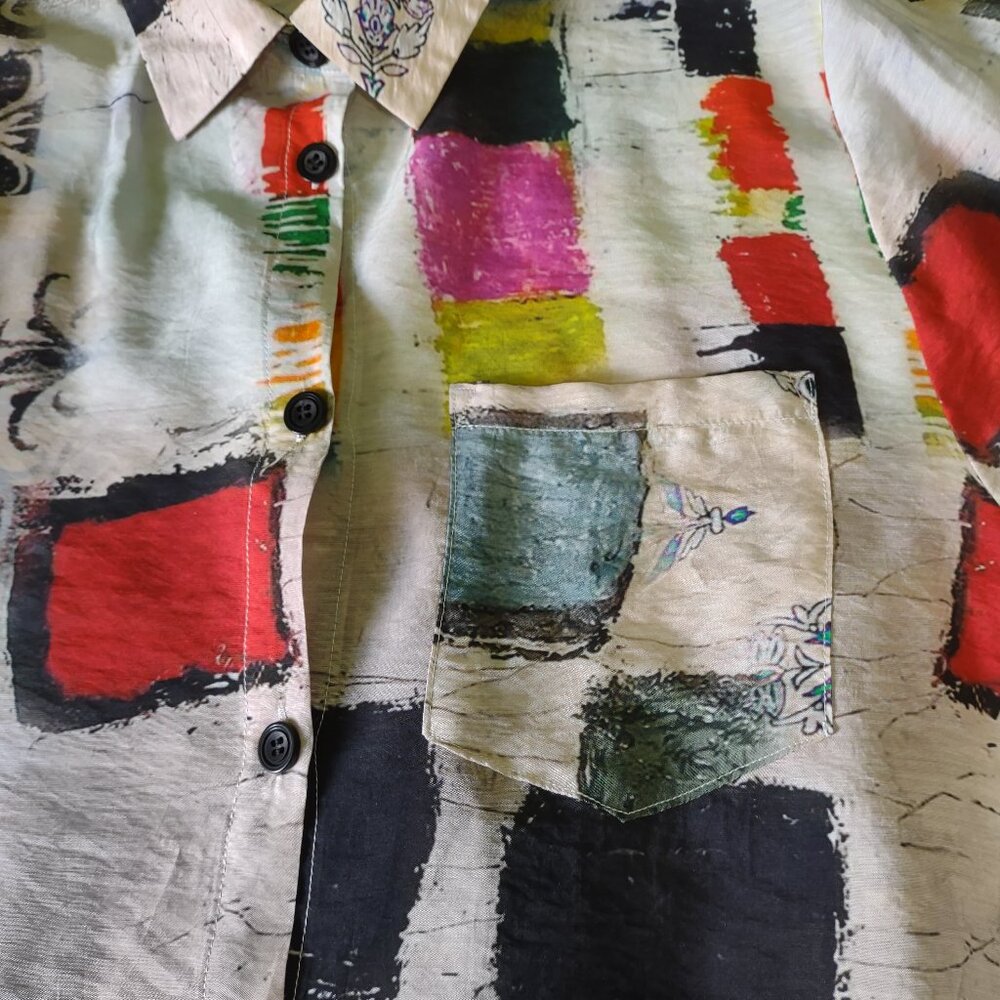 Shana Colorful Button Down Tunic Size Large - image 6